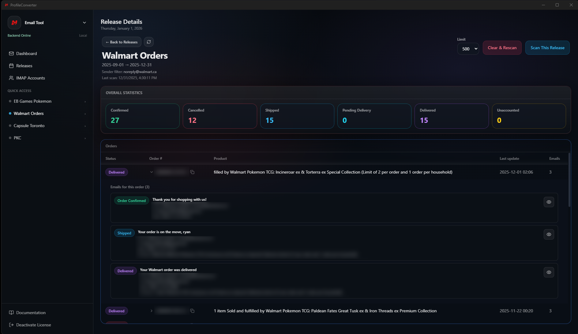Order tracker dashboard